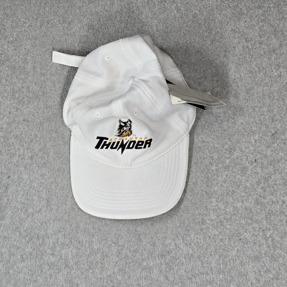 Stockton Thunder Men Baseball Cap ONE SIZE White J America Curved Buckle NWT